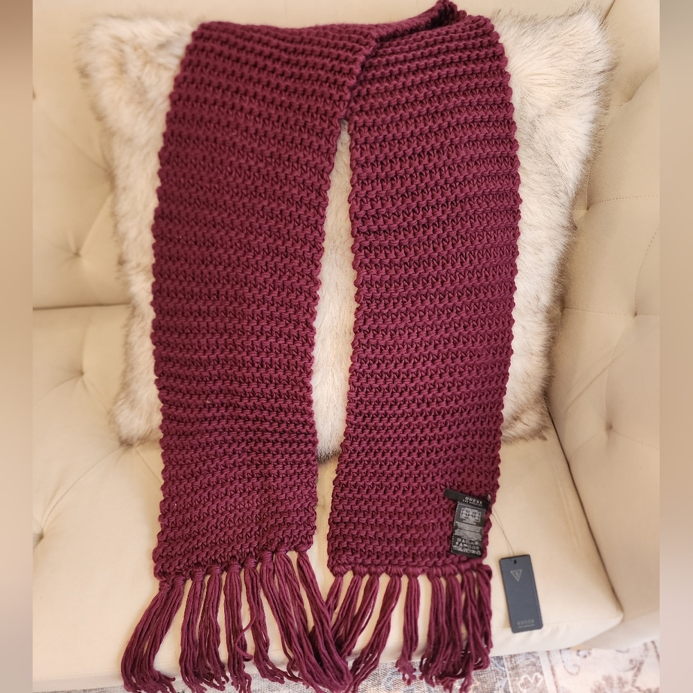 Guess Burgundy Knit Scarf